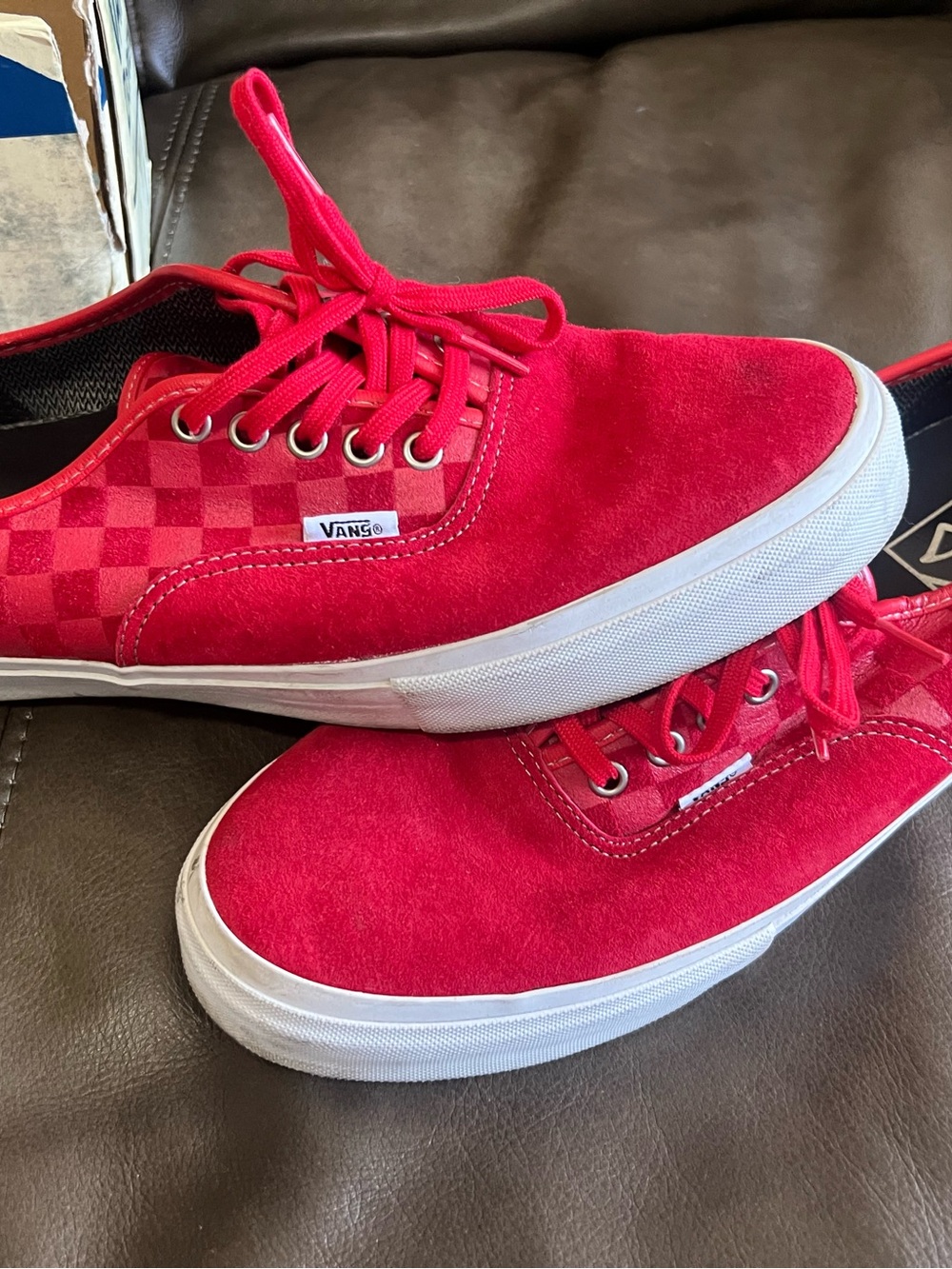 Vans Red Checkerboard Slip-On Sneakers